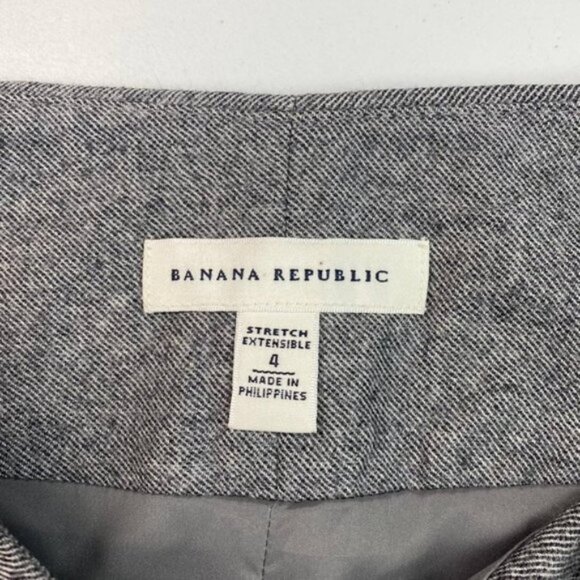 Banana Republic Gray Ruffle Wool Blend Front Zip Stretch Skirt Sz 4 - Picture 3 of 4